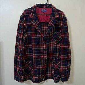 Pendleton Red, Navy & Yellow Plaid Button-Down Shirt Jacket
